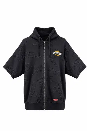 Dickies 디키즈 풀 집업 반팔 후드티 올 패턴 블랙 새상품 택