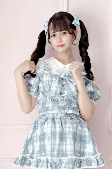마즈 Princess Melody 체크 셋업 아이스 블루