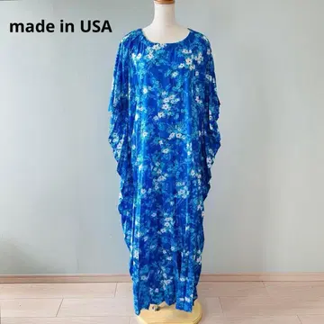 USA제 꽃무늬 플리츠 롱 원피스 썸머 드레스 블루 N147