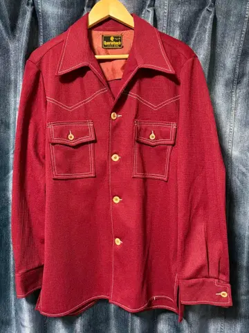 70년대 빈티지 버건디 셔츠