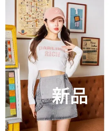 당일 발송 다리치 데코라티브 크롭 롱 T셔츠