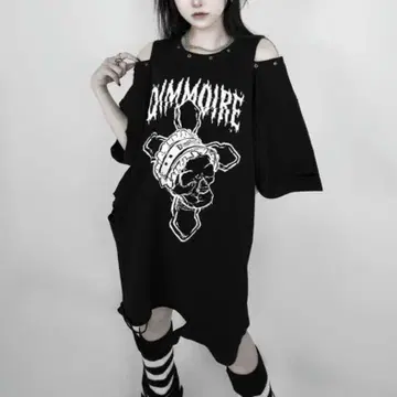 정품 dimmoire 디무아르 Skull 데미지T