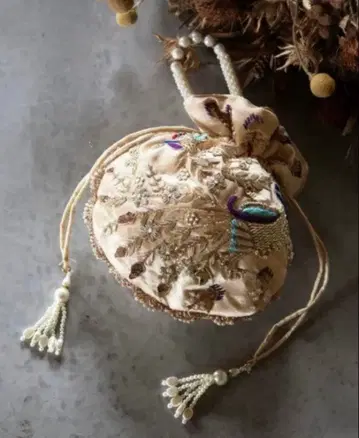 미사용 새상품 복조리 백! 반짝이는 스팽글 공작 자수 펄