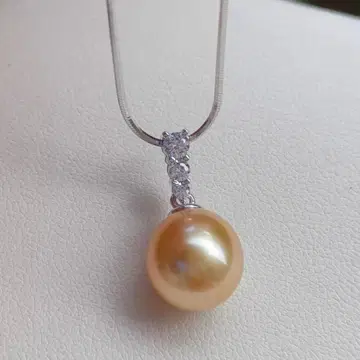 천연색 짙은 골드 컬러 남양 골든 펄 펜던트 10mm 해수 진주