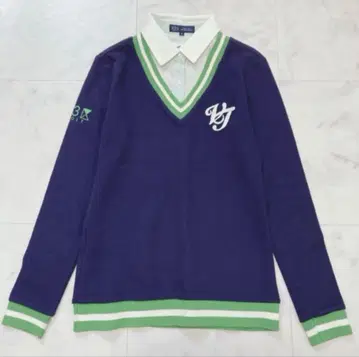 23구 2way V넥 니트 골프웨어 0 카라 탈부착 가능 네이비