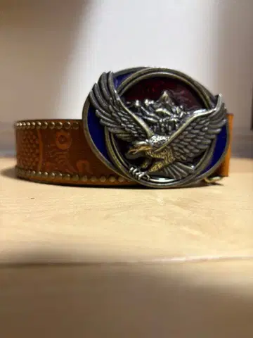 독수리 버클 가죽 벨트 브라운