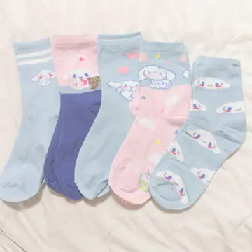 양말 성인용 프리 사이즈 원사이즈 5족 세트 시나모롤 시나몬