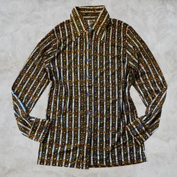 70s 테이스트 일본제 레트로 올 패턴 셔츠 빈티지 스카프 패턴