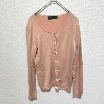 CECIL McBEE 핑크 리본 버튼 가디건 M