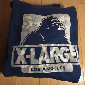 X-LARGE 고릴라 프린트 후드티 M 네이비
