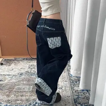 [새상품] 빅 사이즈 데님 팬츠 와이드 배기 3L 넉넉한 스트릿 m