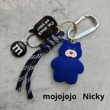 mojojojo 재잘재잘 키링 파랑 고양이 고양이 블랙 네이비 Nicky