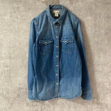 리바이스 데님 셔츠 긴팔 스냅 버튼 여성용 S 사이즈