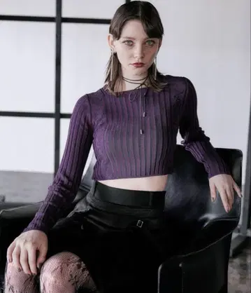 HARE 크롭 패턴 니트 퍼플