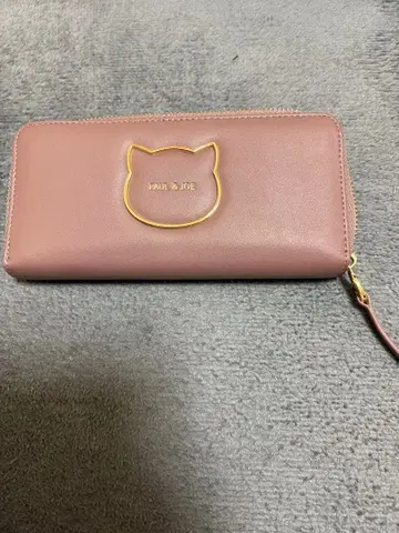 PAUL & JOE 핑크 장지갑 고양이 얼굴형 로고