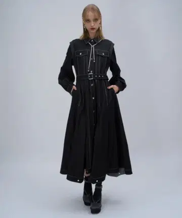 HARE 데님 플레어 셔츠 원피스