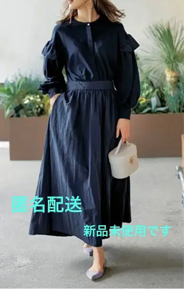 새상품 SECRET TROPHY 네이비 프릴 원피스 사이즈 38