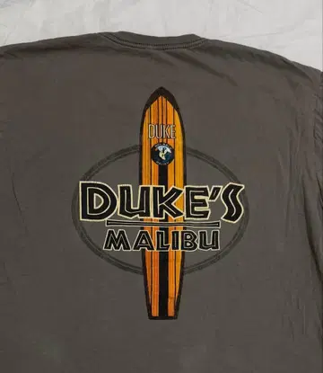DUKE'S MALIBU 서핑보드 로고 백 프린트 T셔츠 L