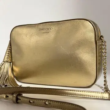 지미추 가죽 태슬 숄더백 카메라백 골드