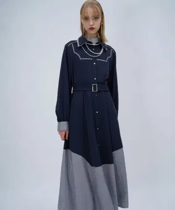 모듬 절개 더블 컬러 원피스 (HARE)