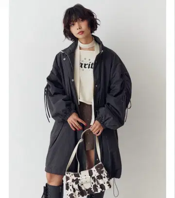 jouetie 개더 리본 모즈 코트