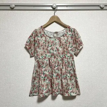 올리브 데 올리브 꽃무늬 절개 티셔츠 반팔 달콤한 데이트 의류 체형 커버