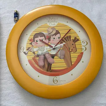 [ 당선품 새상품급 ] 레트로 페코짱 벽시계 옐로우 컬러 작동 확인 완료