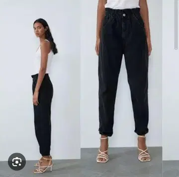 ZARA 하이라이즈 FIT PAPER BAG 페이퍼백 데님 팬츠 자라
