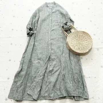 저널 스탠다드 리룸 린넨 100% 셔츠 원피스 스트라이프