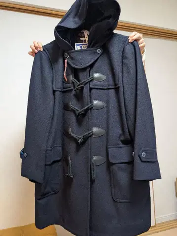 오사카 카오에이 여자고등학교 더플 코트 네이비 후드 부착