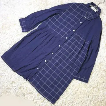 새상품급 골든 베어 비대칭 체크 셔츠 튜닉 면 혼방 L