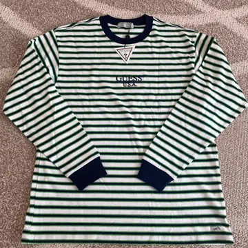 미사용 새상품 GUESS GREEN LABEL 스트라이프 긴팔 티셔츠