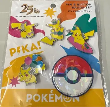 USJ 25주년 포켓몬 피카츄 핀즈&캔뱃지 세트