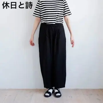 휴일과 시 린넨 팬츠 블랙 늑대와 올빼미 오로네 벌룬 팬츠