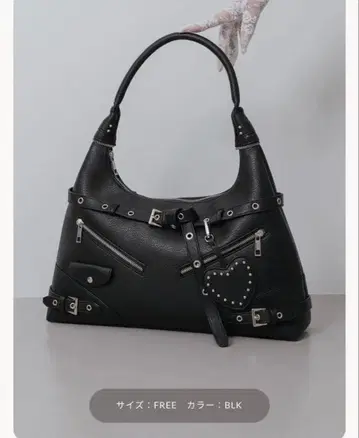 Darich 다리치 스터드 가죽 벨트 디자인 맥시 백 블랙