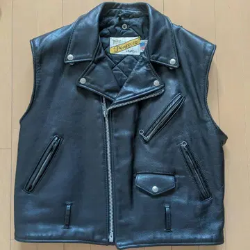 Schott Perfecto 블랙 가죽 베스트 44