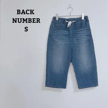 백넘버 하프 팬츠 데님 면 혼방 스트레치 허리밴딩 S