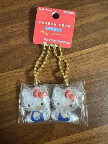 정품 봉봉 드롭 커플 키 참 키티 커플 키체인