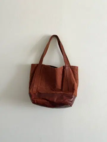 FABRICA 토트백 M 가죽 x 캔버스 브라운