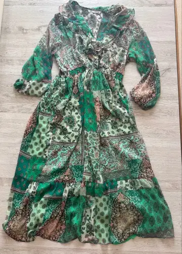 자라 페이즐리 꽃무늬 보헤미안 롱 원피스 미사용 XL