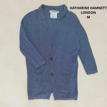캐서린 햄넷 런던 린넨 혼방 니트 가디건 M 블루