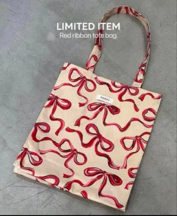 poppy Red ribbon tote bag 토트백 아사기니요