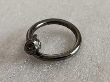 S925 블랙 플라워 모티브 반지 US9호 JPN17호