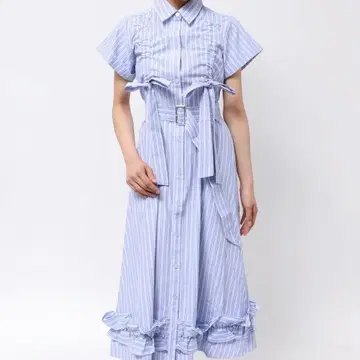 jouetie 개더 리본 셔츠 원피스