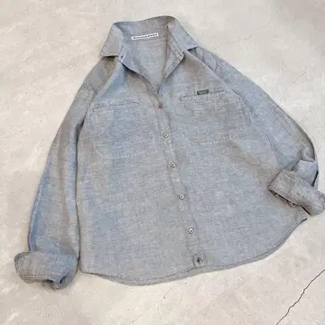 마드모아젤 논논/린넨 긴팔 블라우스 그레이 린넨