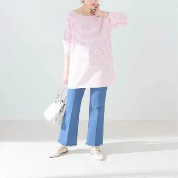 스픽앤스팬 코튼 보더 트리밍 니트 풀오버