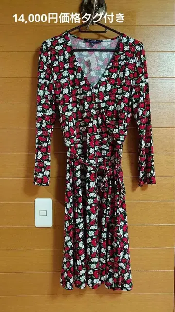 Brooks Brothers 꽃무늬 긴팔 원피스 M 빨간색 [ 새상품 ]