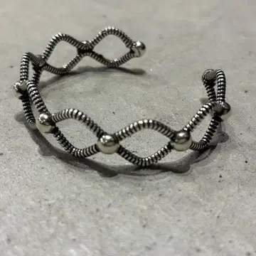 빈티지 실버 925 뱅글 팔찌 각인 스프링 은 펑크