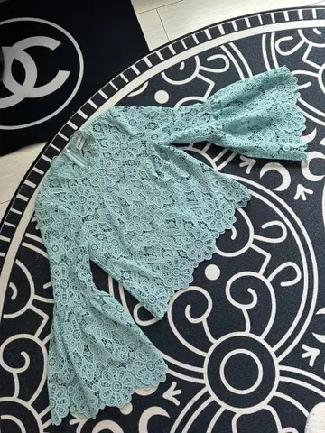 self-portrait 민트 그린 레이스 블라우스 UK6