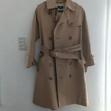 A.P.C. 베이지 트렌치코트 더블 브레스트 아페쎄 여성용 XS